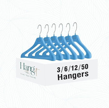 HangitNow Ultra-Durable Coat & Jacket Hanger – 43 cm, 20 kg Capacity, Stylish & Eco-Friendly Design with Reinforced Hook - Sky Blue