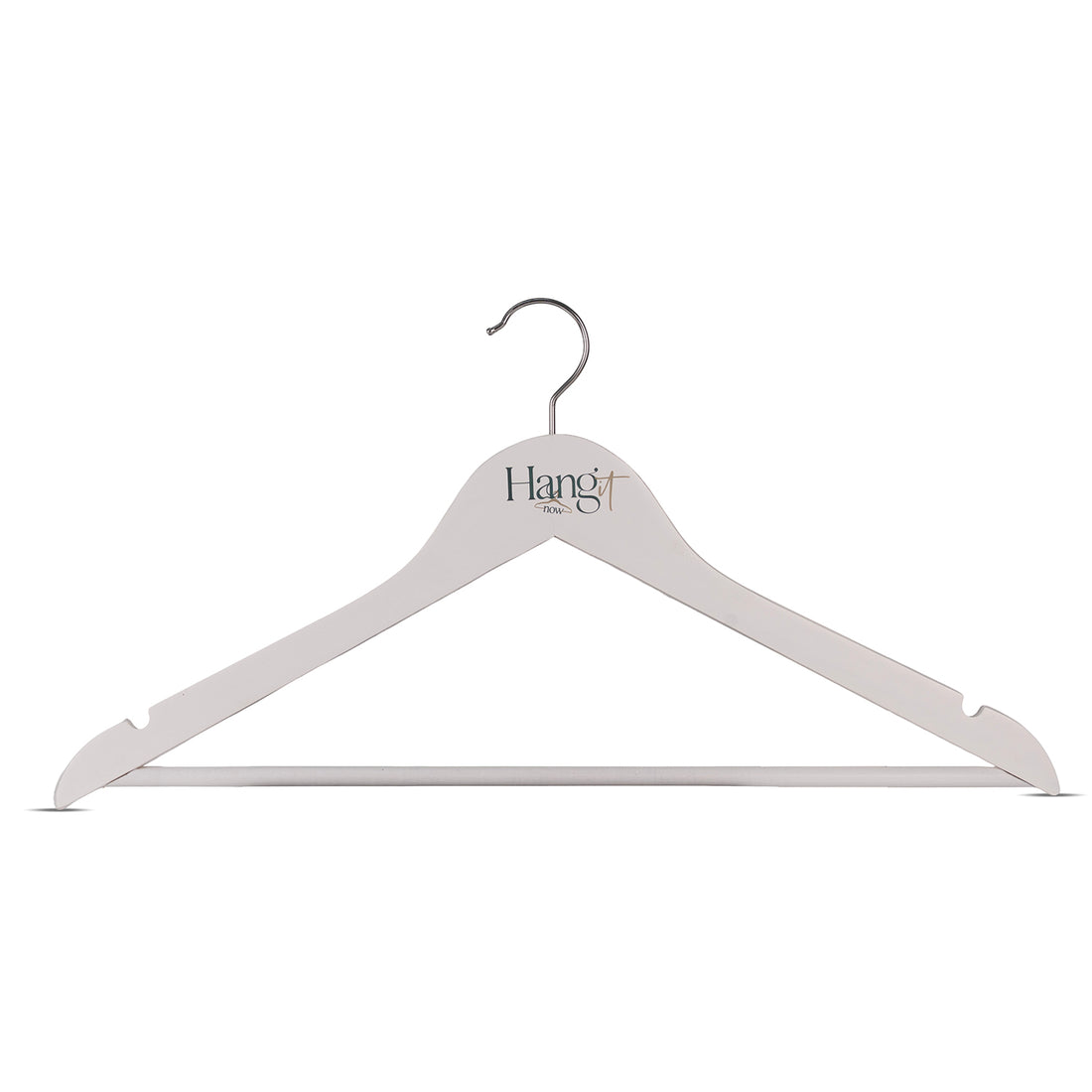 Wooden Hangers for Wardrobe & Cupboard – Non-Slip Bar, Precision Notches, 360° Swivel Chrome Hook for Clothes & Accessories