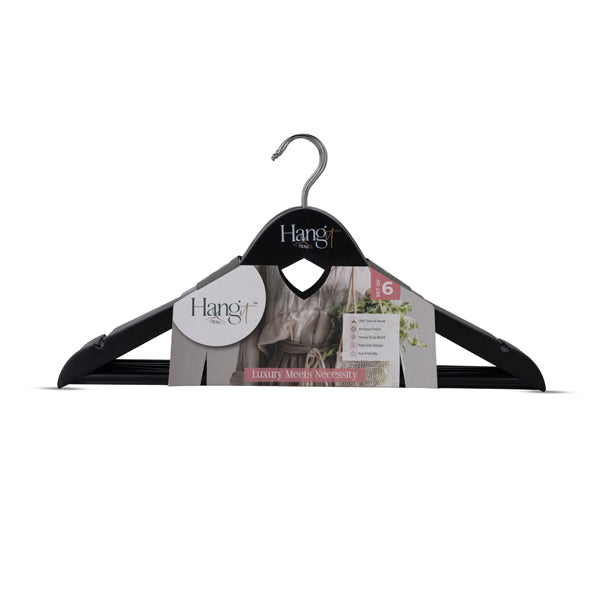 Premium Wooden Clothes Hanger – Non-Slip Bar, Precisely Cut Notches, 360° Swivel Chrome Hook for Garments & Accessories